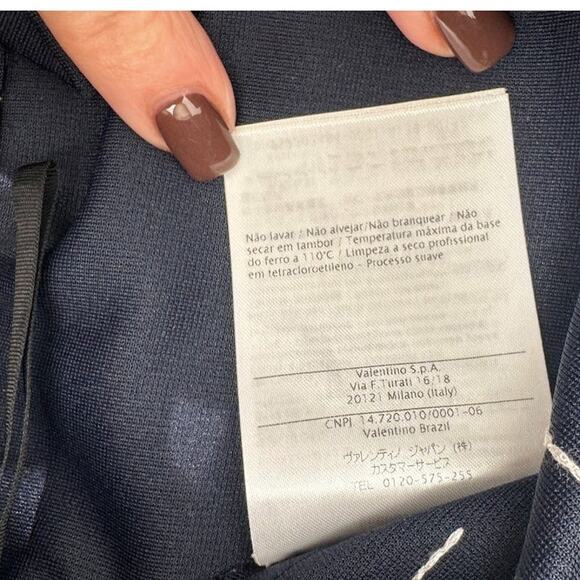 Women's Valentino Navy Blue & White NWT High Waist Drawstring Pants Size 44 - Picture 16 of 16